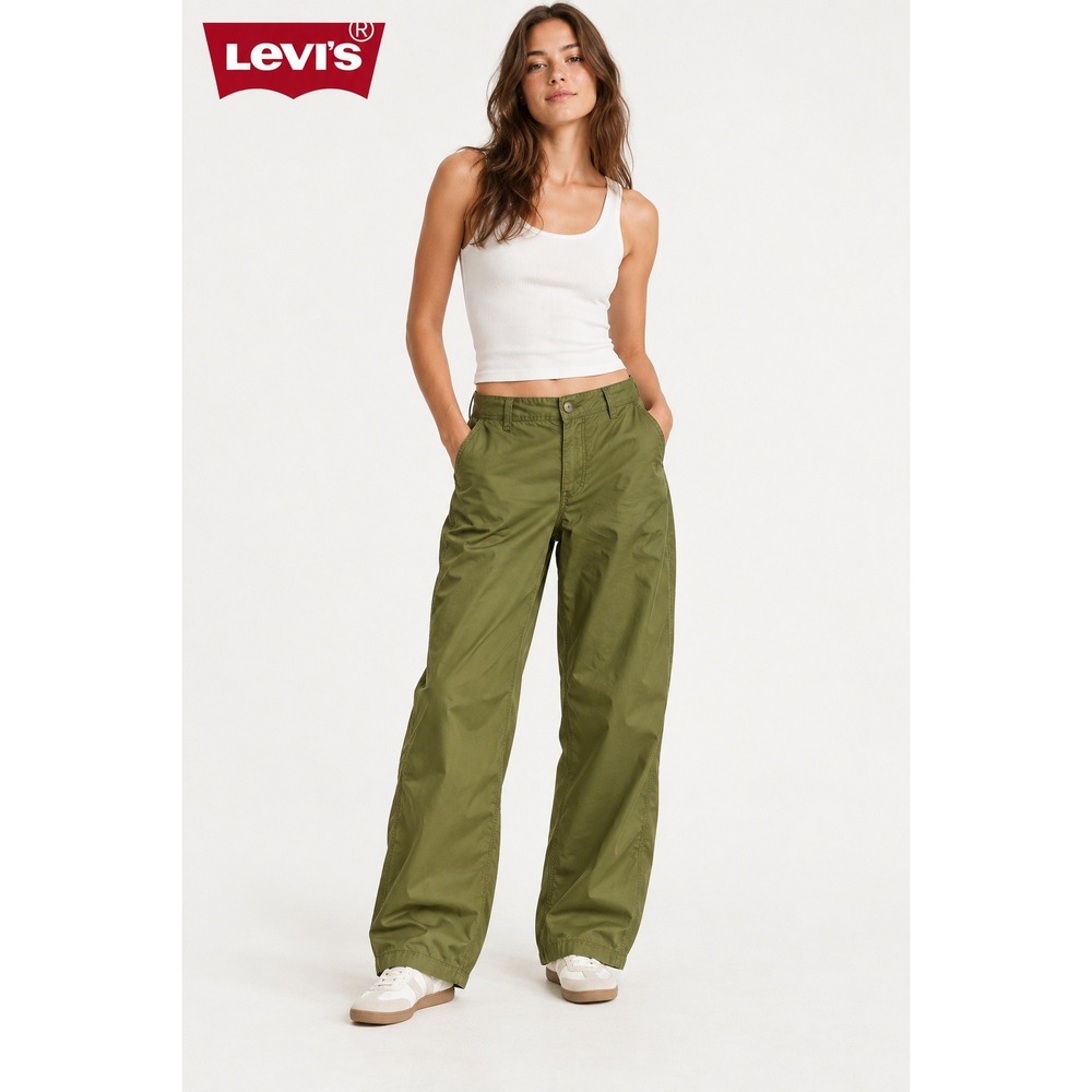 Levis '94 Baggy Pants Womens 25x29 Olive Green Utility Wide Leg Loose Cargo Y2K